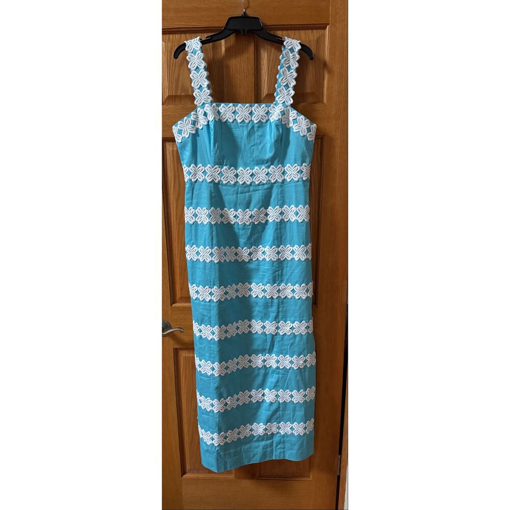Lilly Pulitzer Davis Linen Maxi Dress - Capri Blue Size 14 (New) - Picture 4 of 6